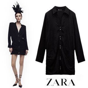 ZARA | Black | SHOULDER PADS SHORT DRESS